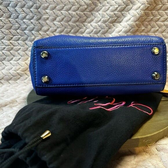 Milly Allie Cobalt Blue Pebbled Leather Bag Tortoiseshell Chain Strap Gold Lock - Picture 3 of 5